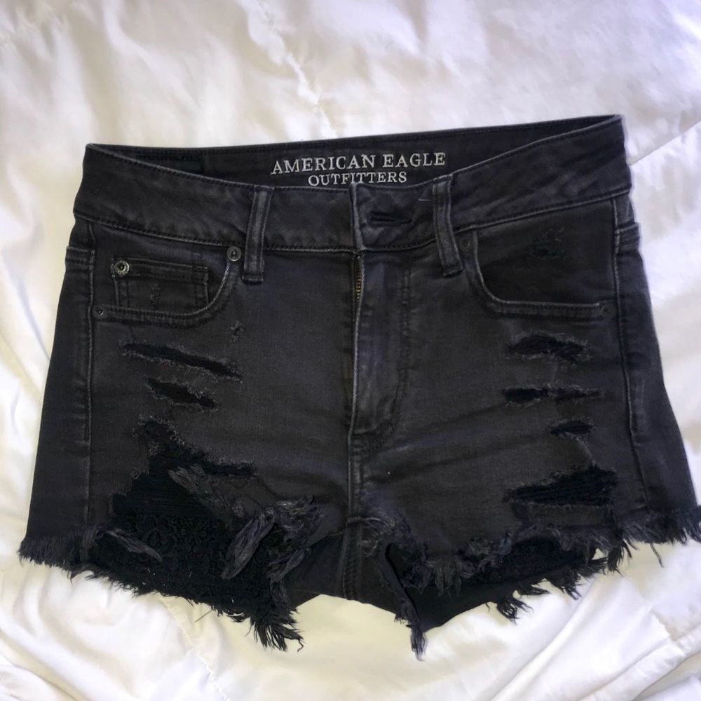American Eagle Black denim shorts